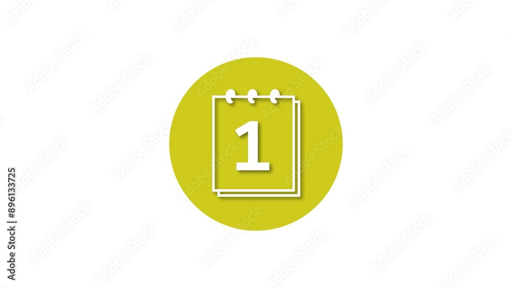 Calendar icon yellow color simple shape circle animation white background Calendar icon yellow color simple shape circle animation white background