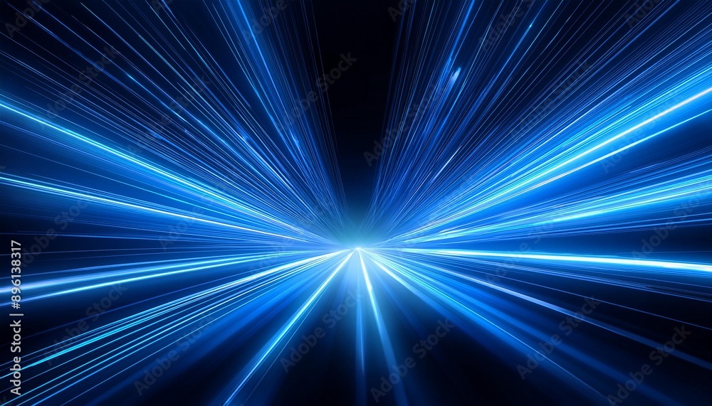 Bright blue light trails curve dynamically against a dark background, creating a sense of speed and motion. Bright blue light trails curve dynamically against a dark background, creating a sense of speed and motion.