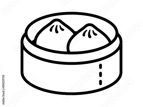 せいろに入った肉まんのシンプルな線のアイコン