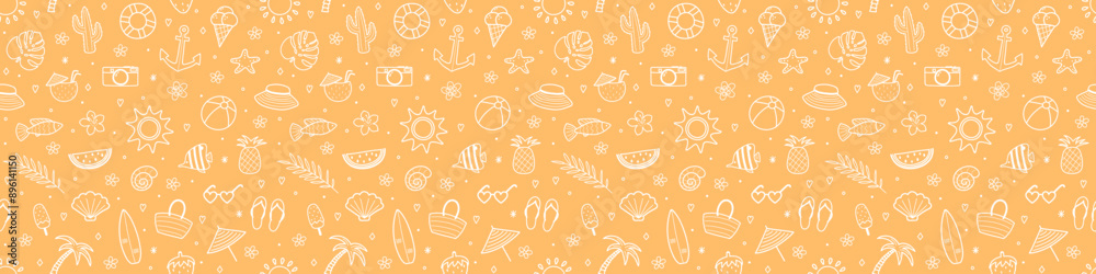 Seamless pattern with hand drawn summer elements. Vector illustration Seamless pattern with hand drawn summer elements. Vector illustration