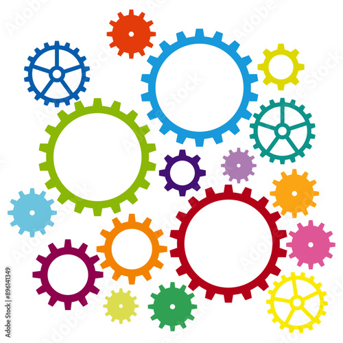 歯車　カラフル　イラスト　セット