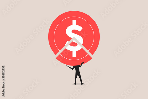 Businessman bring arrange pie chart as rebalancing investment portfolio to suitable for risk and return. concept of Investment asset allocation and rebalance