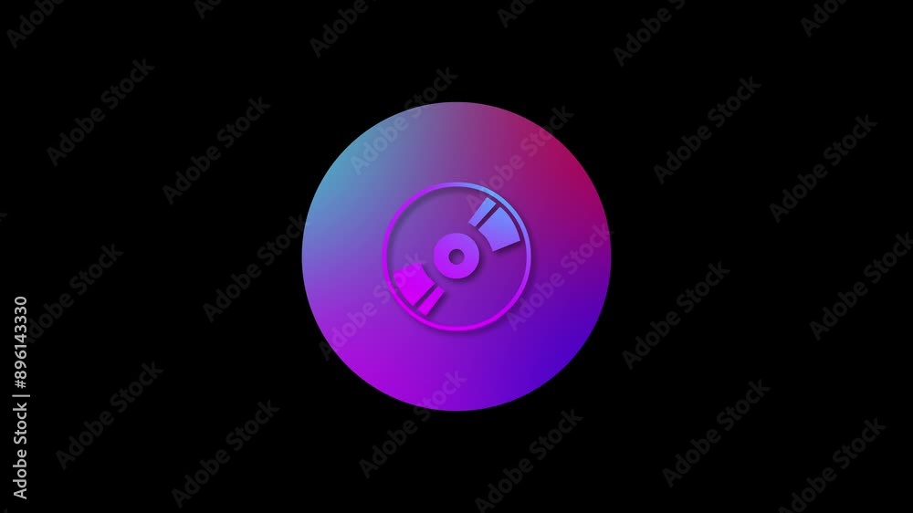 DVD disk icon gradient colorful simple shape circle animation black background DVD disk icon gradient colorful simple shape circle animation black background