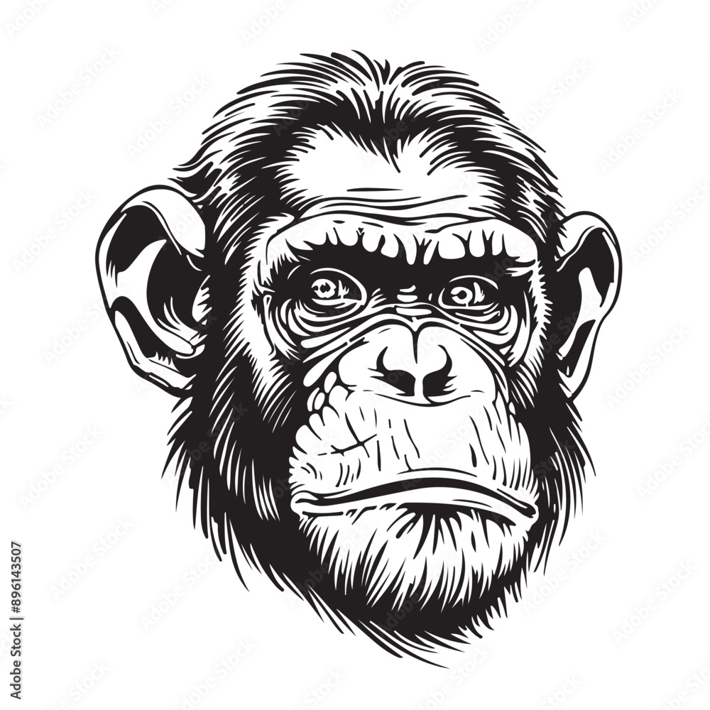 Obraz premium Sketch monkey face. Hand drawn doodle vector illustration.