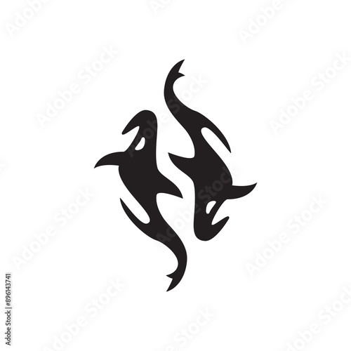 logo of orca shark fish  tattoos  silhouette  vector symbol icon ilustration design