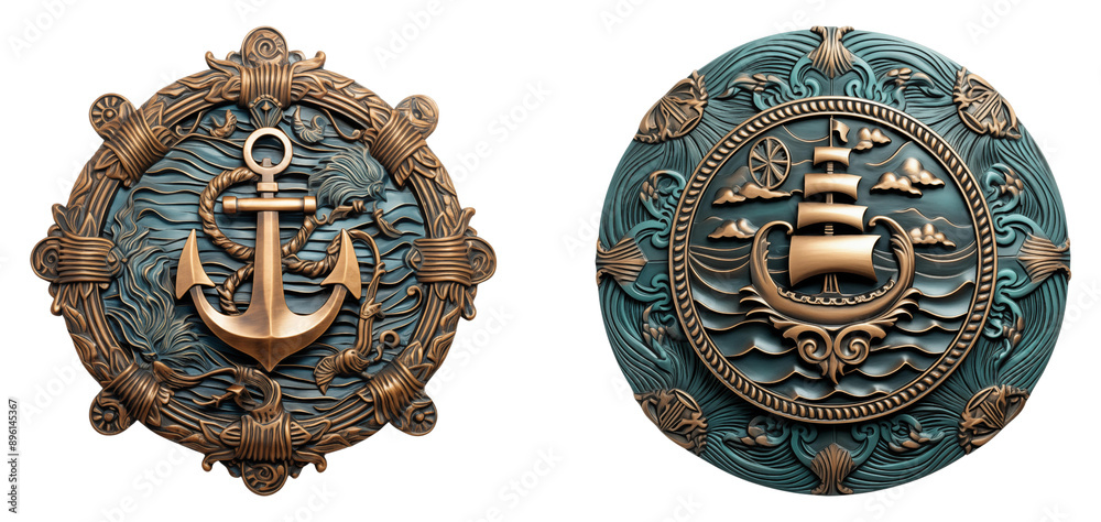 Set of nautical themed metal wall art. Coastal themed decor. Set of nautical themed metal wall art. Coastal themed decor.