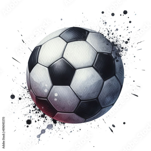 Obraz na płótnie Soccer ball watercolor vector illustration, effect background Beautiful watercolor spreads, on a transparent background, clipart, isolated. w salonie