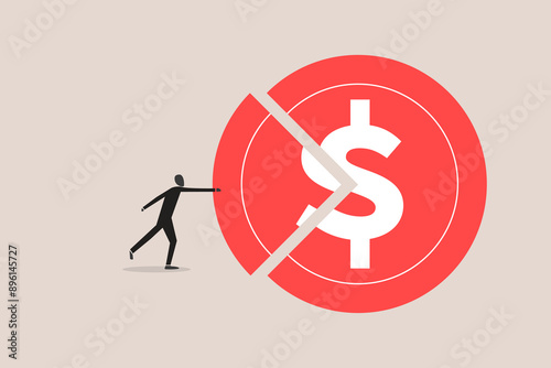 Businessman bring arrange pie chart as rebalancing investment portfolio to suitable for risk and return. concept of Investment asset allocation and rebalance