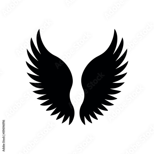 Black wings silhouette vector set, Wings badges. Collection wings badges. Vector illustration.