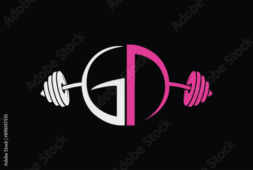 GD or DG Letter Initial Gym and Fitness Logo Design, Vector Template