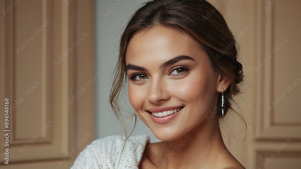Beauty portrait of a model european woman with beautiful white skin through skin care Beauty portrait of a model european woman with beautiful white skin through skin care