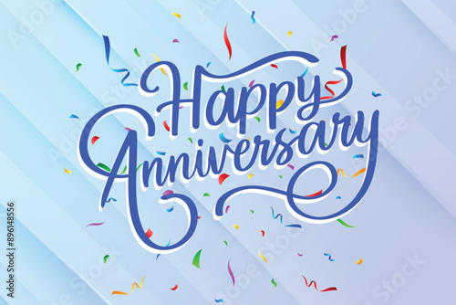 Hand drawn happy anniversary lettering background