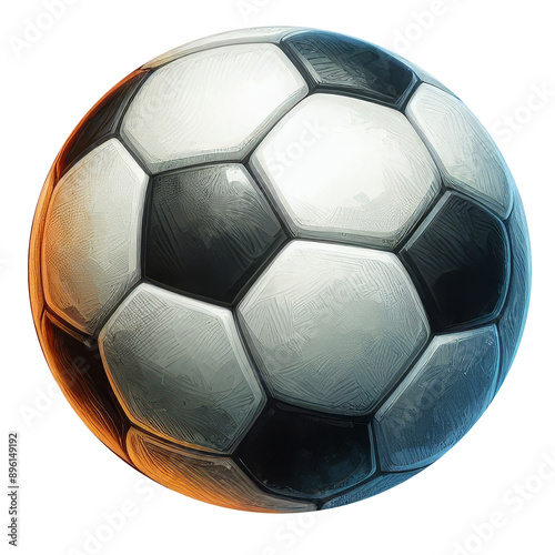football, soccer ball watercolor vector, white background, isolated image.