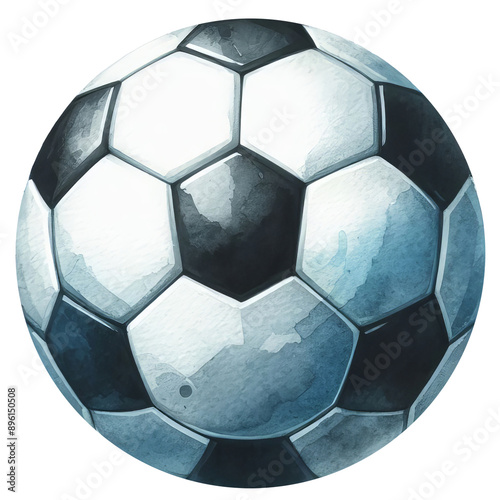 football, soccer ball watercolor vector, white background, isolated image.