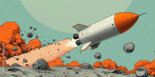 Rocket taking off from the ground