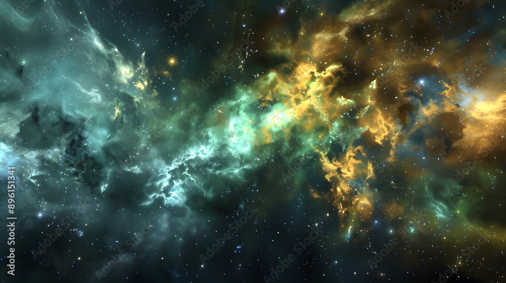 Naklejka premium A cosmic scene featuring a dark and starry space background with nebulae