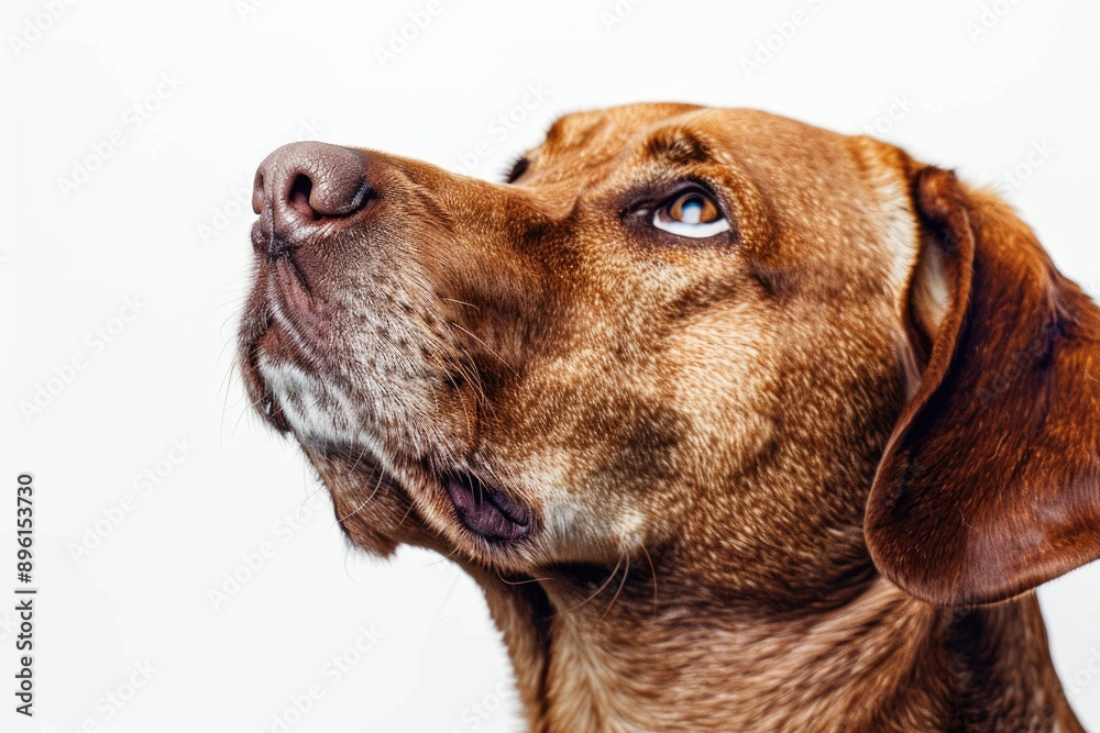 Obraz premium Close-Up Portrait of a Brown Dog Looking Up