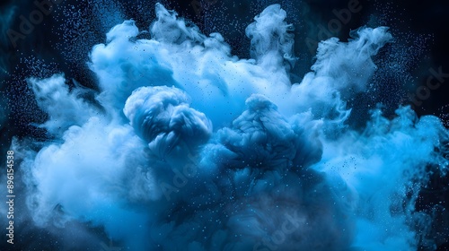 Vivid Blue Dust Explosion. Abstract and Dynamic Theme