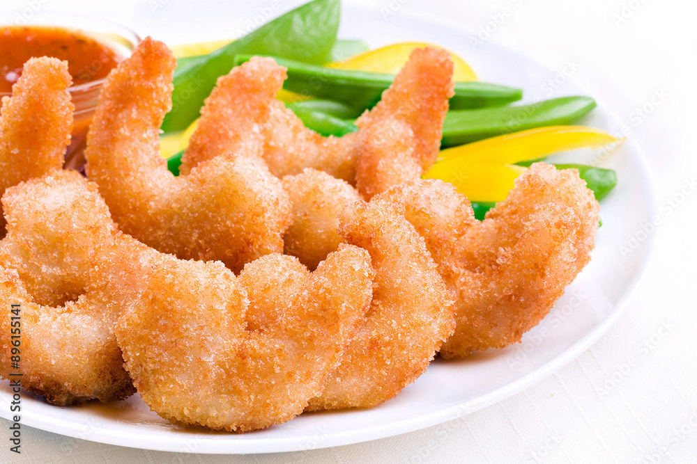 Shrimp prawns fried isolated garnished Shrimp prawns fried isolated garnished