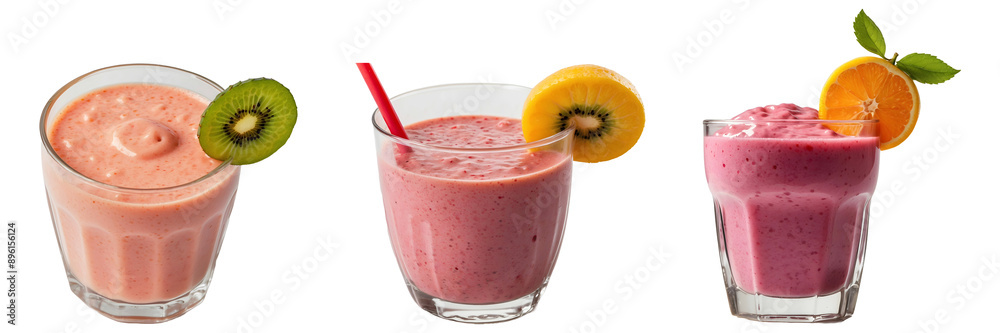 Set of Vibrant Blend Glass of Fruit Smoothie Isolated on Transparent Background with healthy fresh fruit Set of Vibrant Blend Glass of Fruit Smoothie Isolated on Transparent Background with healthy fresh fruit