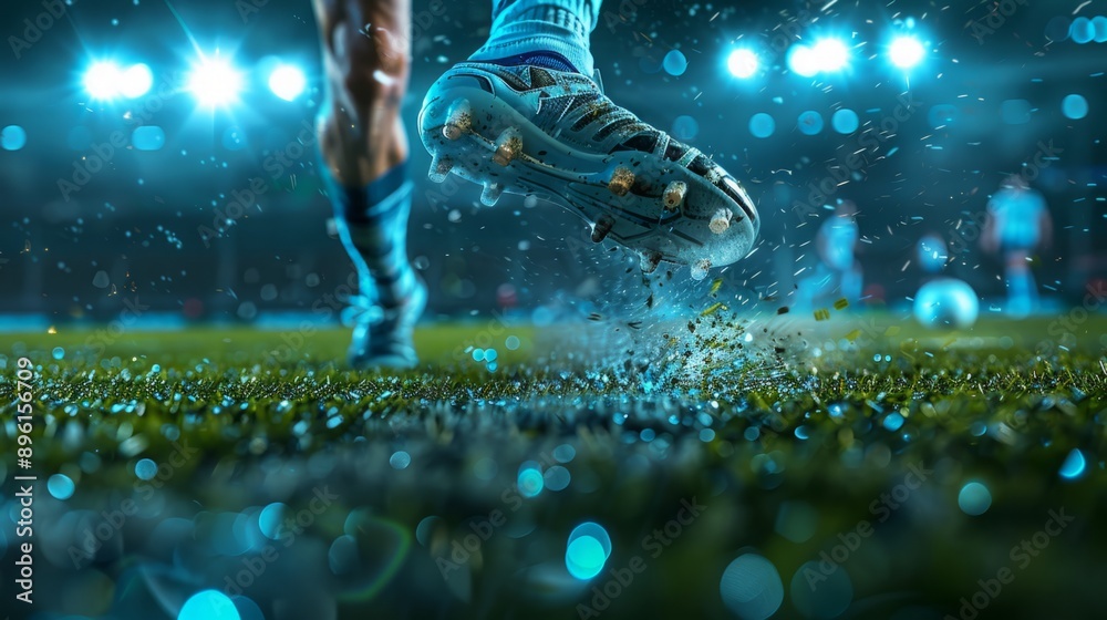 Dynamic Impact: High-Resolution Close-up of a Football Player's Kick Dynamic Impact: High-Resolution Close-up of a Football Player's Kick