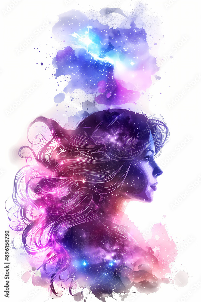 dreamy girl with lots of ideas; creativity concept dreamy girl with lots of ideas; creativity concept