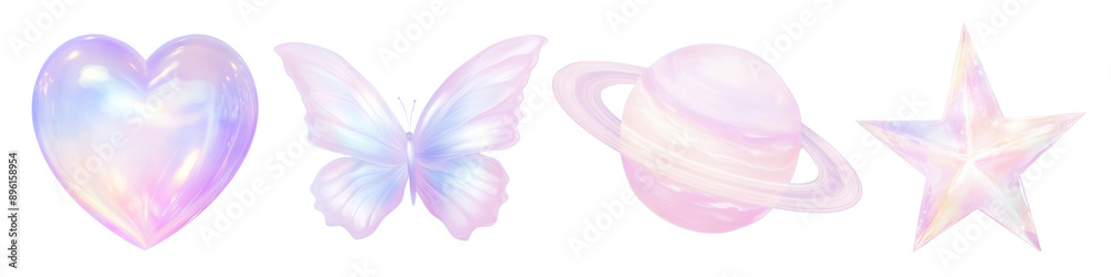 Pastel cute sticker png cut out element set Pastel cute sticker png cut out element set