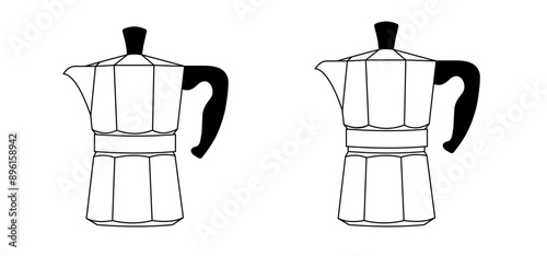 Cartoon Italian coffee moka pot, coffee Percolator icon. Kitchen tools. Coffee can or pot, espresso machine. coffee maker or moka pot. Italy hot coffeemaker.