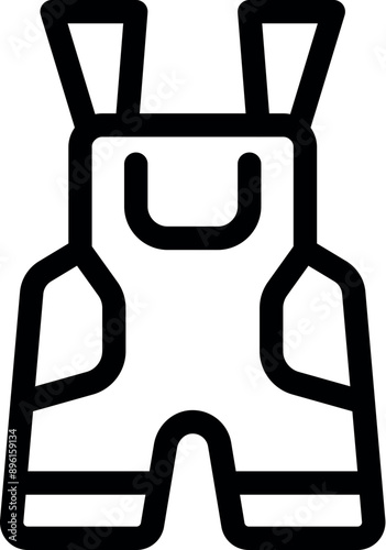 Simple line icon depicting bib overalls, highlighting their use as protective workwear