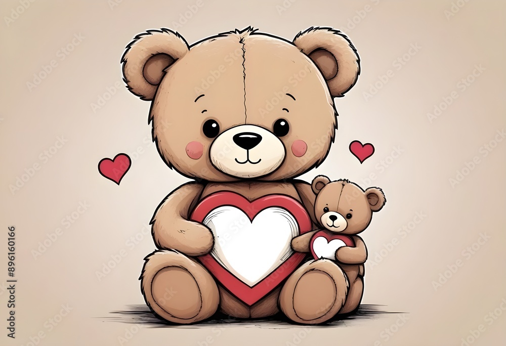 Fototapeta premium Pluszowy miś z małym misiem z serduszkiem