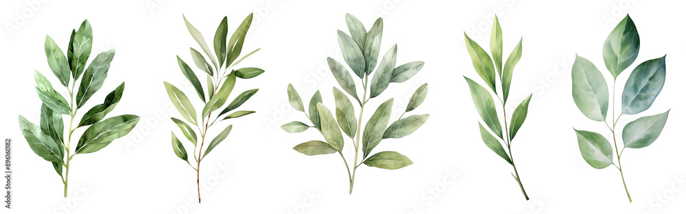 Naklejka premium tropical leaf png cut out element set