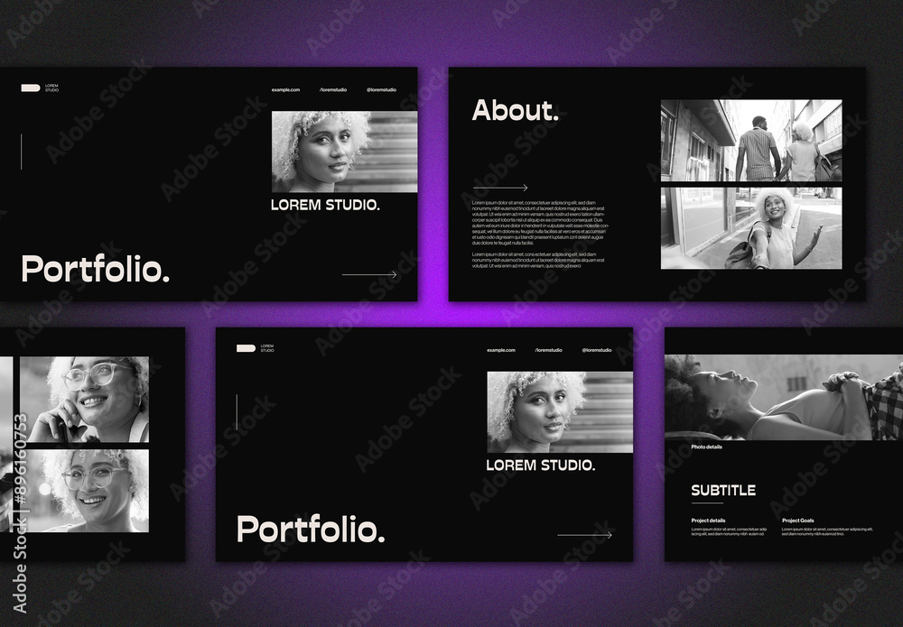 Black & White Portfolio Layout Stock Template | Adobe Stock