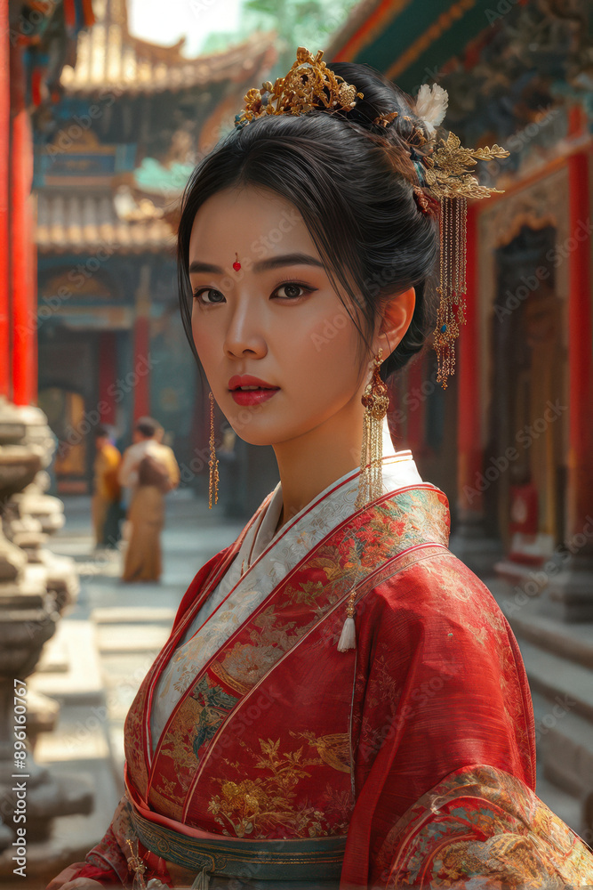 Cultural Harmony: Asian Woman Finds Grace in Historic Temple Surroundings. Asian Woman Embraces Culture in a Stunning Historical Setting. generative AI Cultural Harmony: Asian Woman Finds Grace in Historic Temple Surroundings. Asian Woman Embraces Culture in a Stunning Historical Setting. generative AI