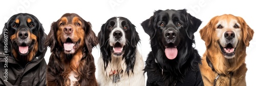 Five Dogs Looking Happy and Friendly