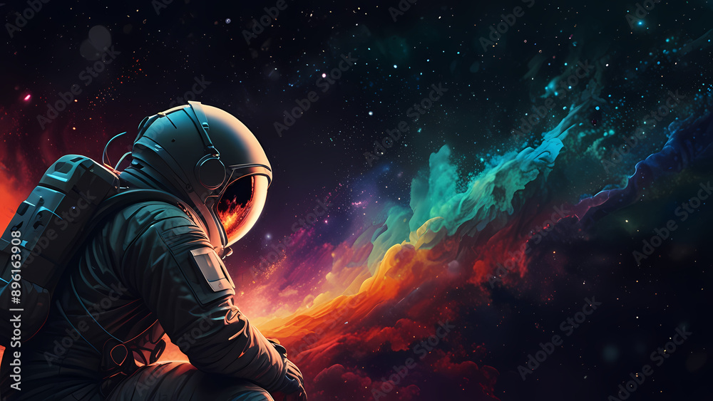 illustration of an astronaut gazing at a distant galaxy
illustration of an astronaut gazing at a distant galaxy