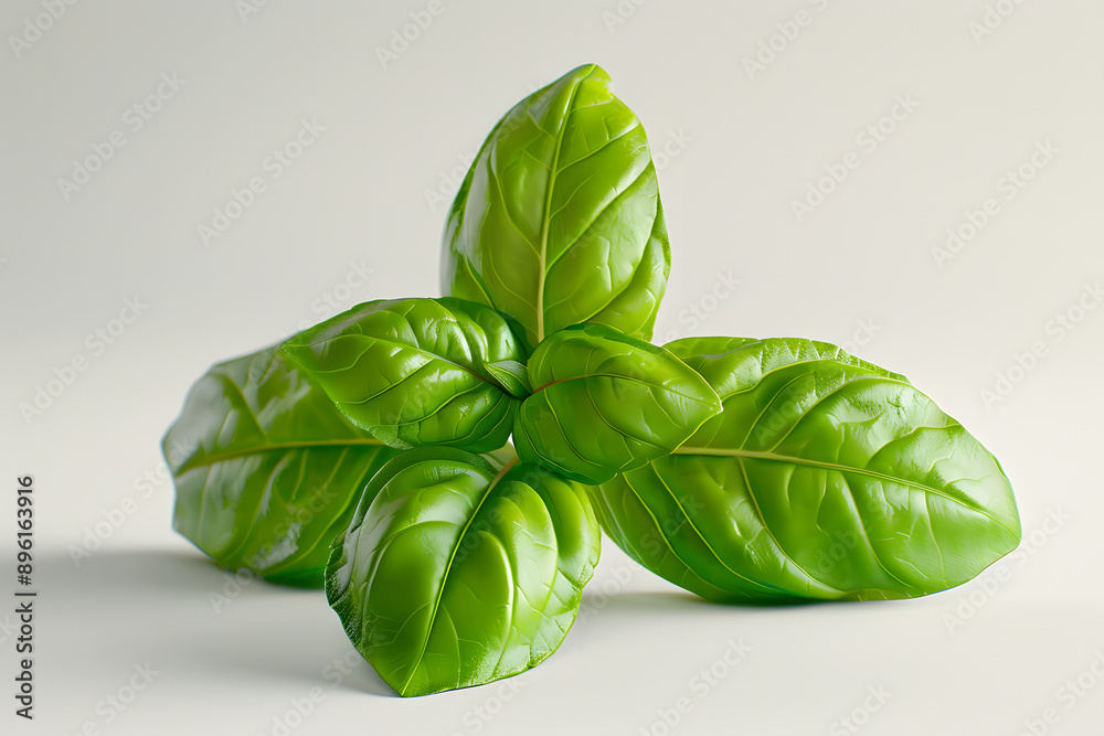 Fototapeta premium Whole Basil vegetable on a white background