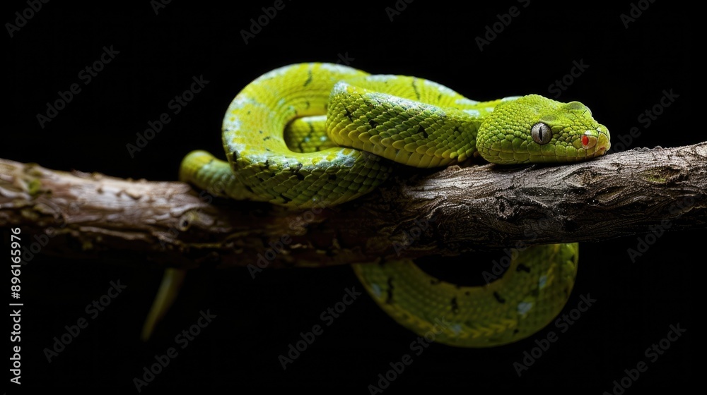 Green Tree Python Coiled on a Branch Green Tree Python Coiled on a Branch