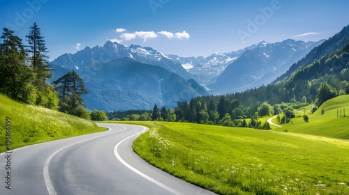 Serene Journey. Explore the picturesque roads of the Austrian Alps concept