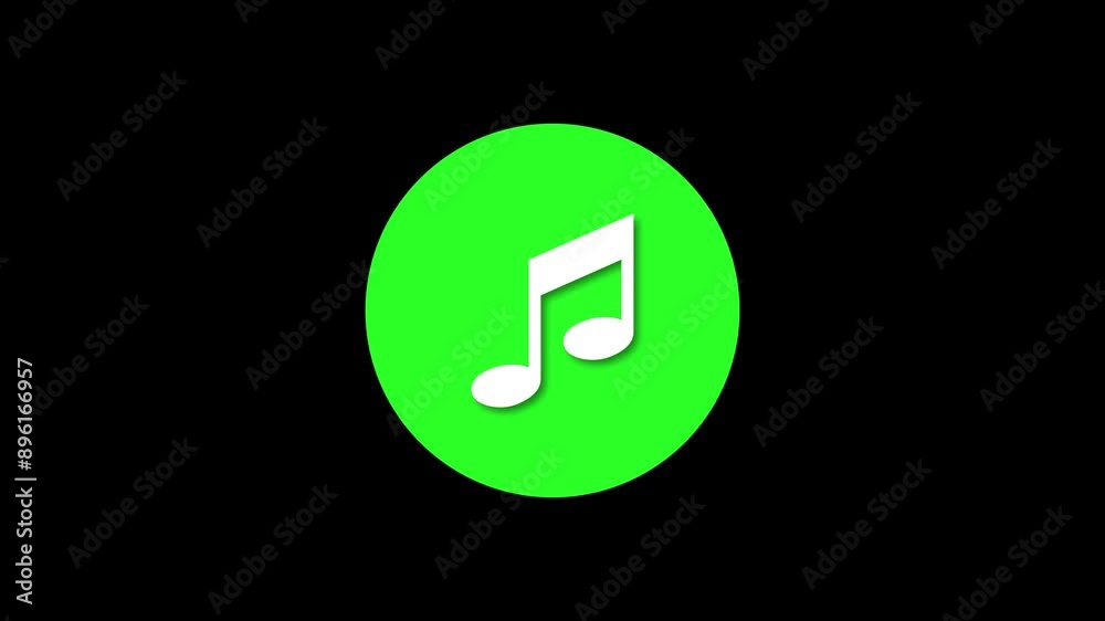 Musical note icon green color simple shape circle animation black background Musical note icon green color simple shape circle animation black background