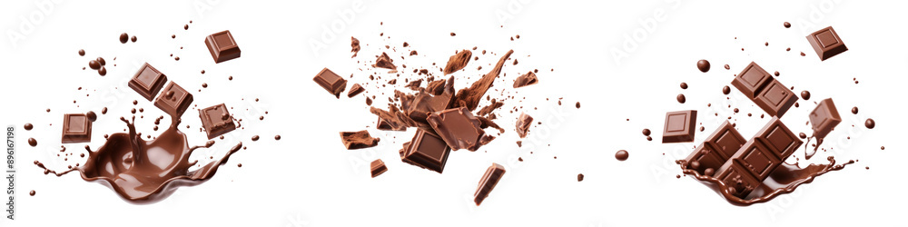 Flying Chocolate png cut out element set Flying Chocolate png cut out element set