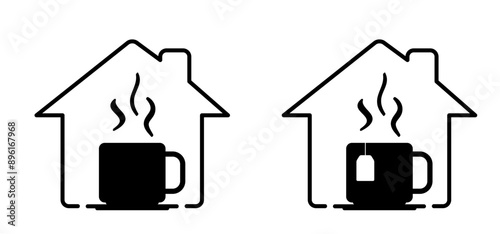 Coffee house, room or coffee shop. For coffee or tea mug or cup. Balance concept or coffee time, time for break or timeout. Break location.