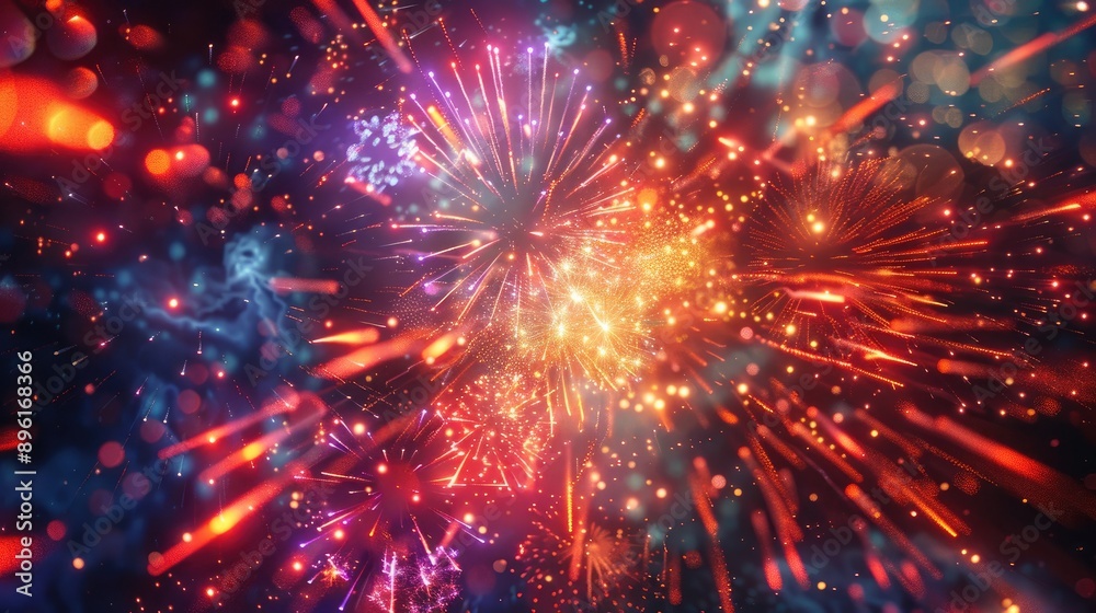 Vibrant fireworks exploding in the night sky, filling the scene with color and light. Vibrant fireworks exploding in the night sky, filling the scene with color and light.