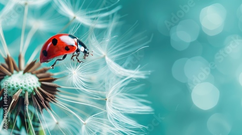 Ladybug on a Dandelion Seed Head