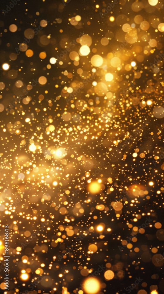 A celestial display of shimmering gold lights against a dark backdrop A celestial display of shimmering gold lights against a dark backdrop
