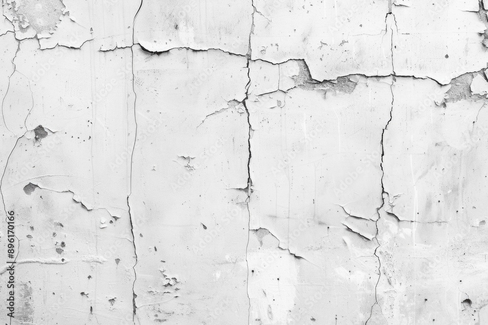 A close-up shot of a cracked wall in black and white, with a worn-out surface A close-up shot of a cracked wall in black and white, with a worn-out surface