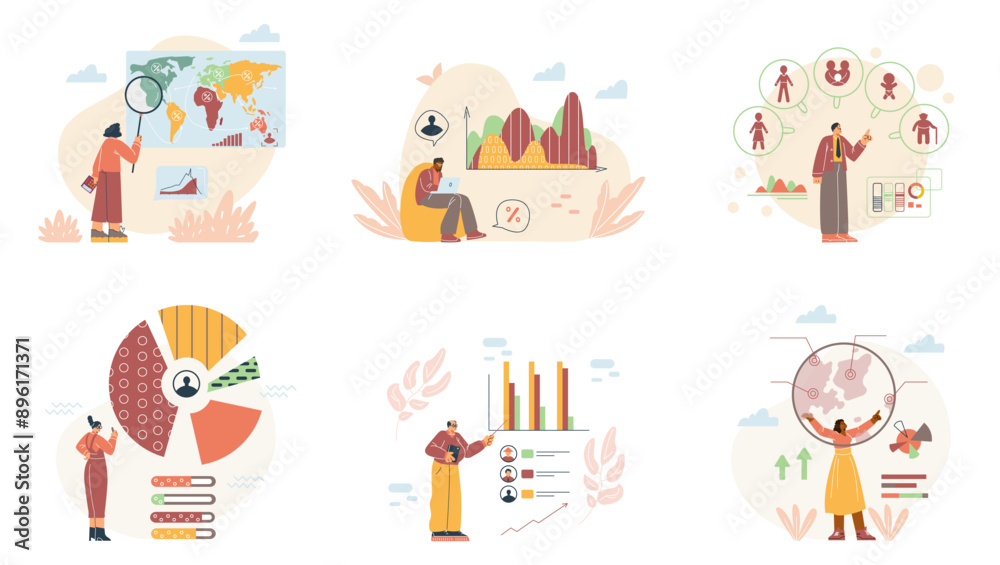 Demographic analytics vector set Demographic analytics vector set
