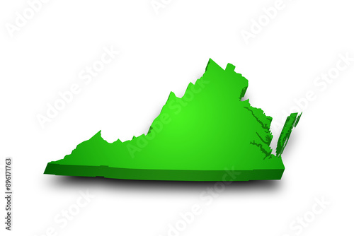 3d Map of Virginia state with color. United State of America, US, United State photo