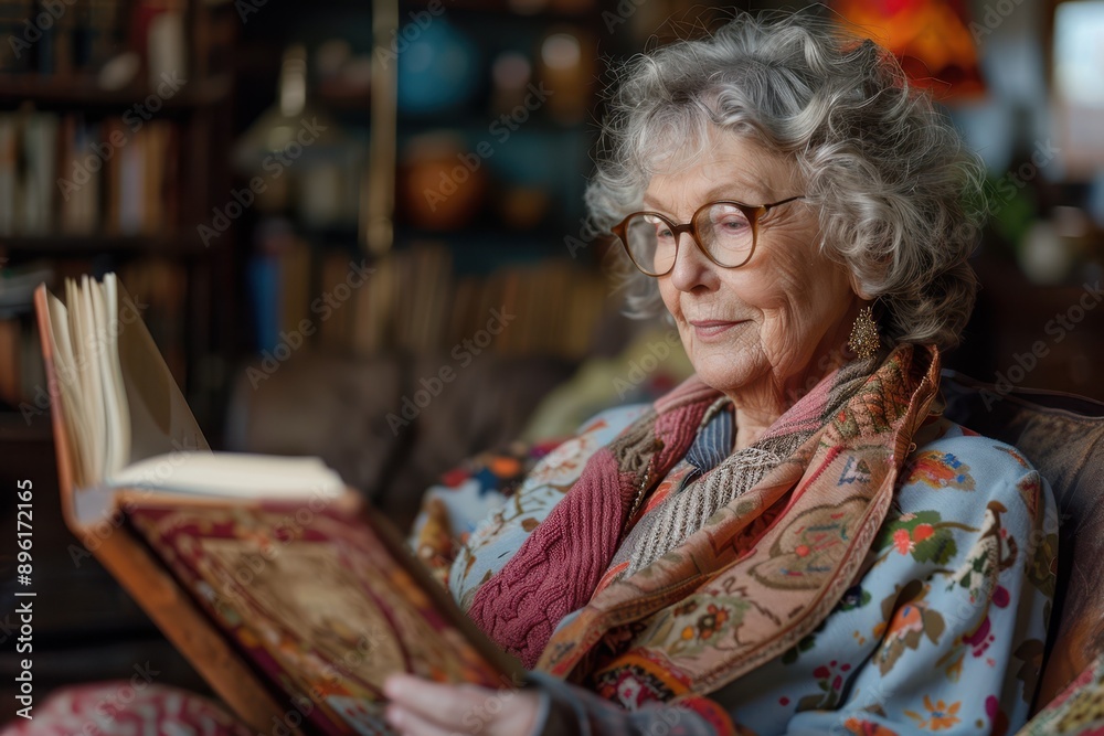 Retired Woman Delving into Genealogy: Exploring Family History as a Pastime