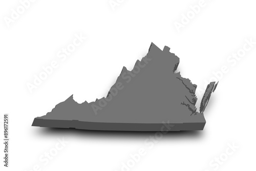 3d Map of Virginia state with color. United State of America, US, United State photo