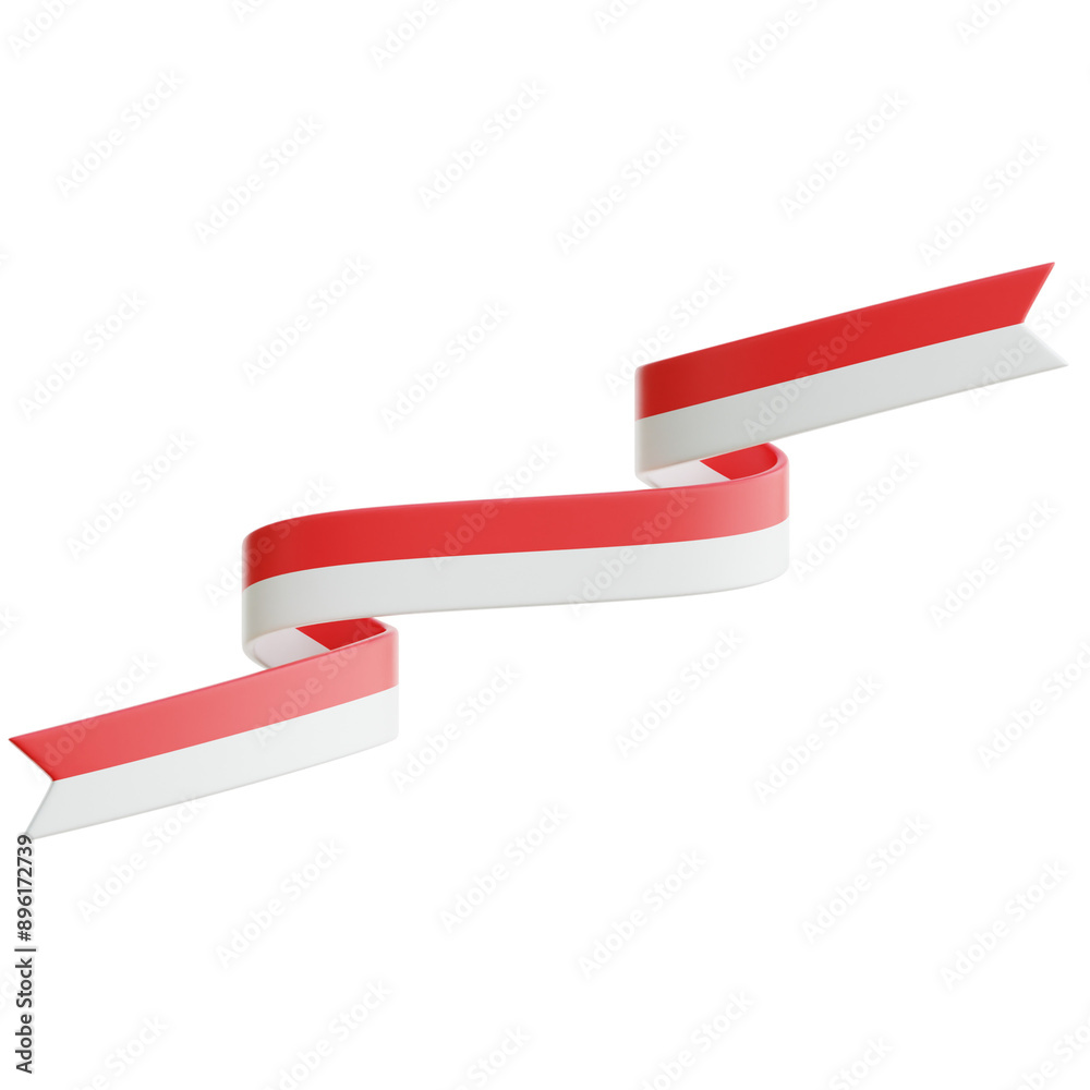 Indonesia Flag Ribbon 3d Illustration Indonesia Flag Ribbon 3d Illustration